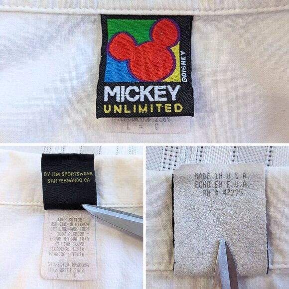 Vtg DISNEY MICKEY UNLIMITED Grumpy Donald White SS Button-Down Shirt Size L - Picture 3 of 5